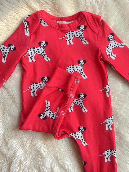 Western dogs printed unisex baby boutique romper w/snap buttons XCH05074