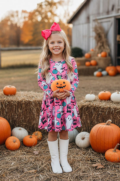 Halloween HEY BOO pink ghost & pumpkin girl's boutique dress XCH0555-21H