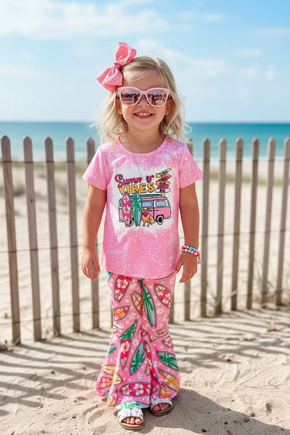 SUMMER VIBES surfboard top & pant girls boutique set XCH0666-11H