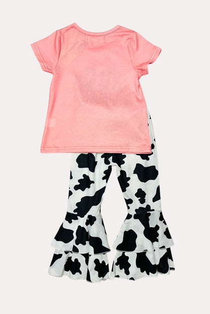 Western "I COME FROM GOOD STOCK" pink top cow bell bottom girls boutique set XCH0666-22H (A7S1)