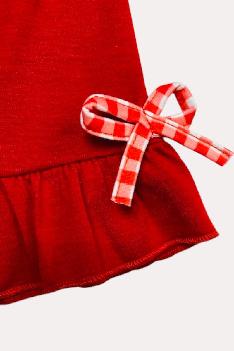 X0666-3 Green & red watermelon printed top & ruffle shorts 2pc girls set