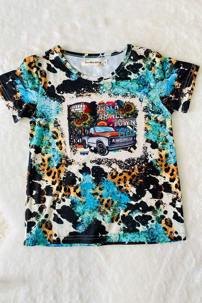 JUST A Small town girl t-shirt & blue shorts 2pc girls set XCH0722-3H/XCH09002