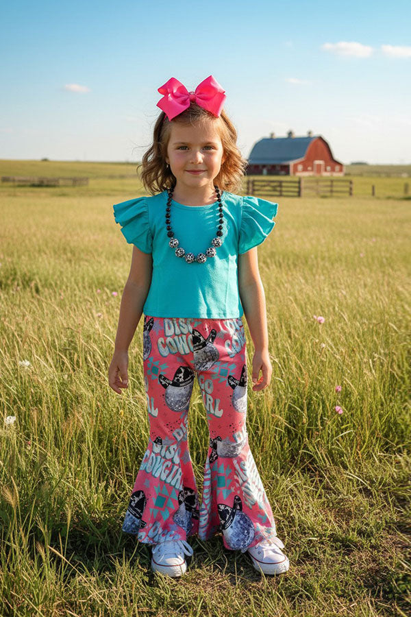 Western crop top & DISCO COWGIRL bottom girls boutique set XCH0777-19