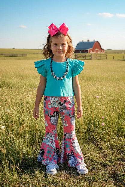 Western crop top & DISCO COWGIRL bottom girls boutique set XCH0777-19