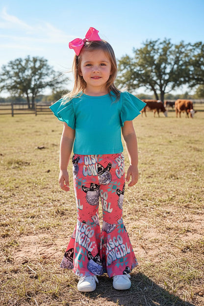 Western crop top & DISCO COWGIRL bottom girls boutique set XCH0777-19