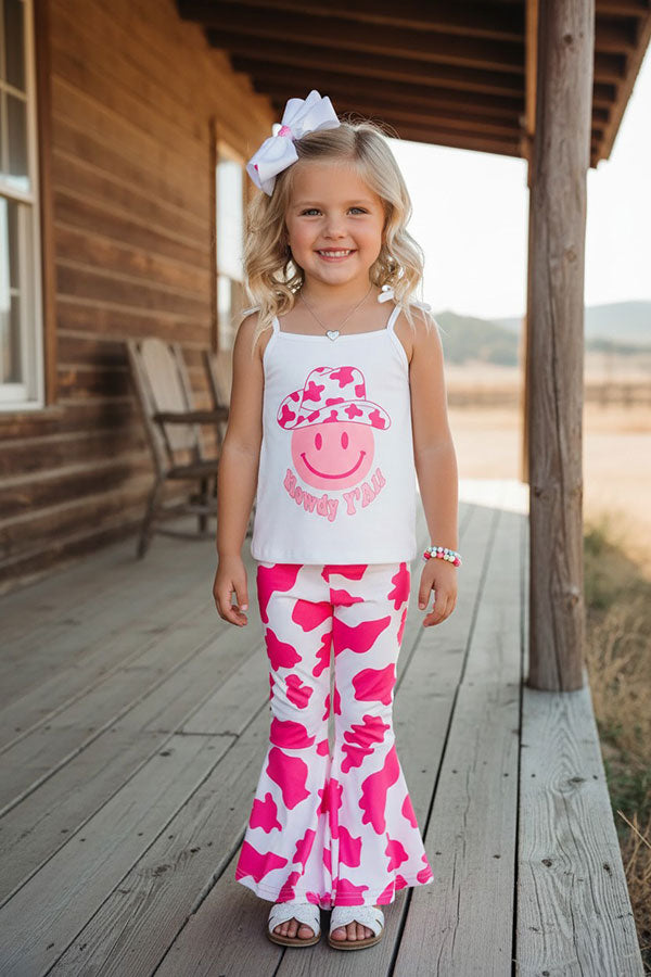 Western HOWDY YALL Pink cow girl's boutique set XCH0777-23H