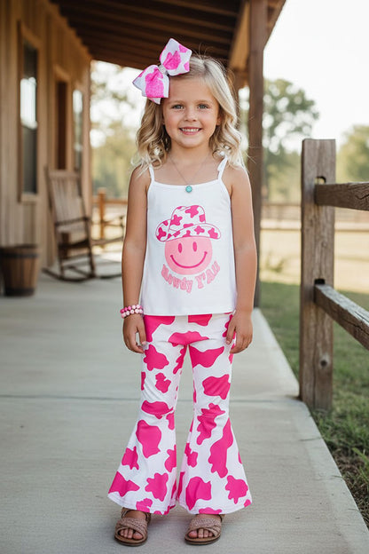Western HOWDY YALL Pink cow girl's boutique set XCH0777-23H