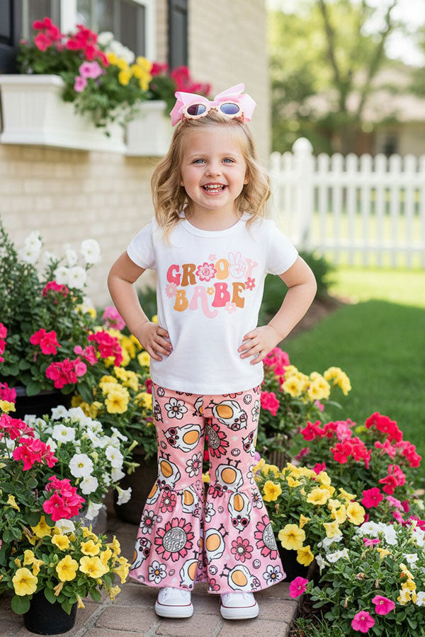 XCH0777-32H "GROOVY BABE" chicks 2ps short sleeve girls set