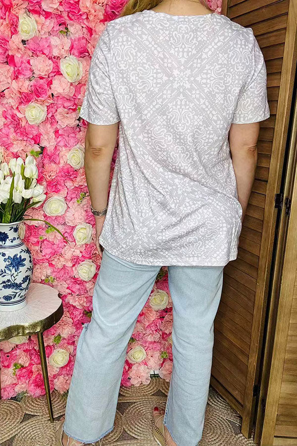 Shop Western cowgirl rules printed paisley cactus short sleeve women top XCH14679