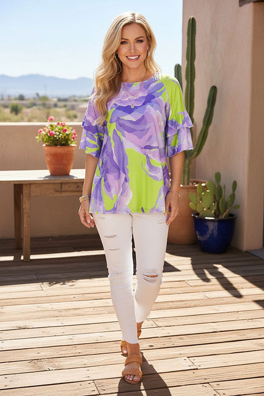 Plus size women's clothing wholesale purple & green tops XCH15249