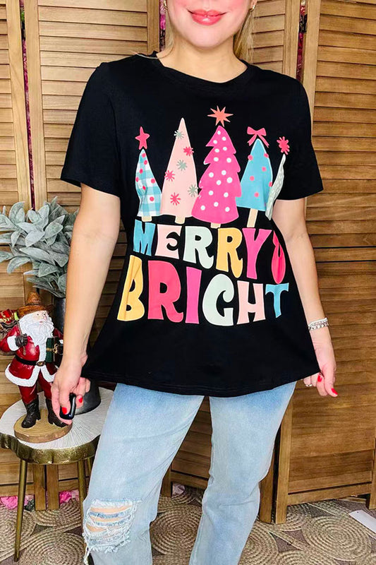 "MERRY BRIGHT" Christmas short sleeve women t-shirt XCH15733