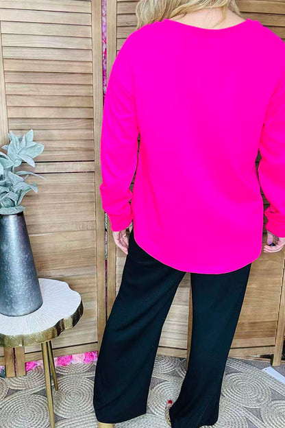 "but first JESUS"  embroidery Christmas hot pink long sleeve women sweatshirt XCH16561