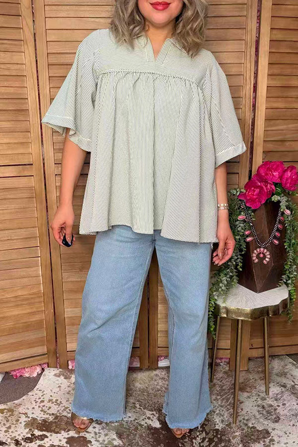 Trendy bubble crinkle stripe women's boutique top Southern Stitch XCH17031