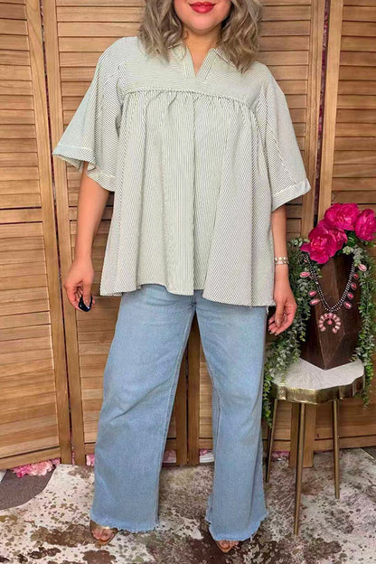 Trendy bubble crinkle stripe women's boutique top Southern Stitch XCH17031