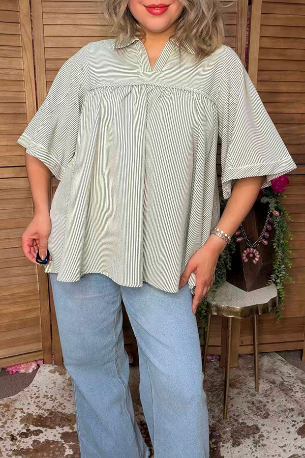Trendy bubble crinkle stripe women's boutique top Southern Stitch XCH17031