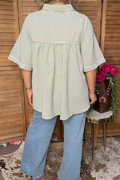 Trendy bubble crinkle stripe women's boutique top Southern Stitch XCH17031