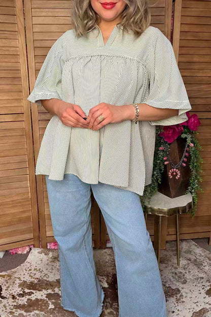 Trendy bubble crinkle stripe women's boutique top Southern Stitch XCH17031