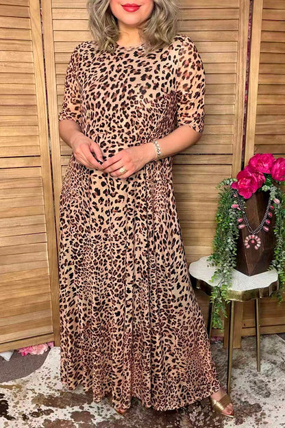 Western leopard chic mesh maxi women boutique dress Southern Stitch XCH17038