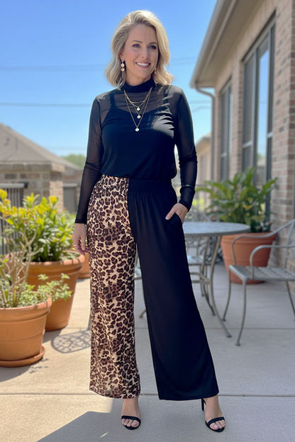 Western leopard & black wide leg women's boutique pant Southern Stitch XCH17348