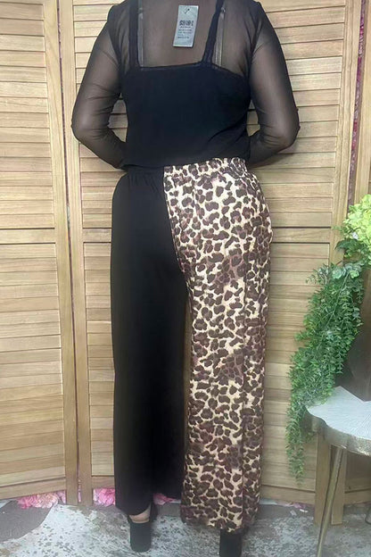 Western leopard & black wide leg women's boutique pant Southern Stitch XCH17348