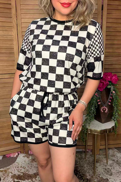 Western checkered top & shorts women's boutique set Southern Stitch XCH17405