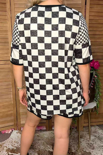 Western checkered top & shorts women's boutique set Southern Stitch XCH17405