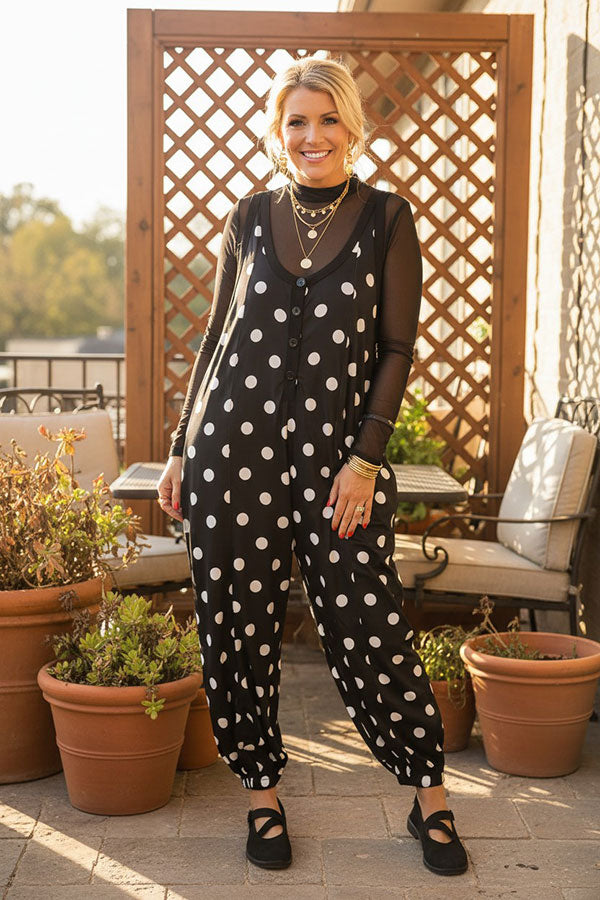 Western white polka dots one piece women's boutique jumpsuit XCH17454