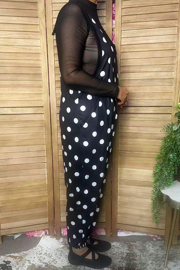 Western white polka dots one piece women's boutique jumpsuit XCH17454