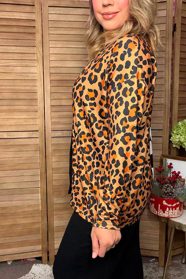Western leopard & checkered long sleeve women's boutique cardigan Southern Stitch XCH17466