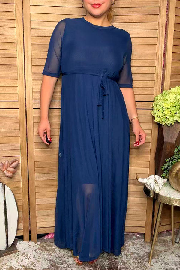 Western navy blue sheer maxi women boutique dress Southern Stitch XCH17472