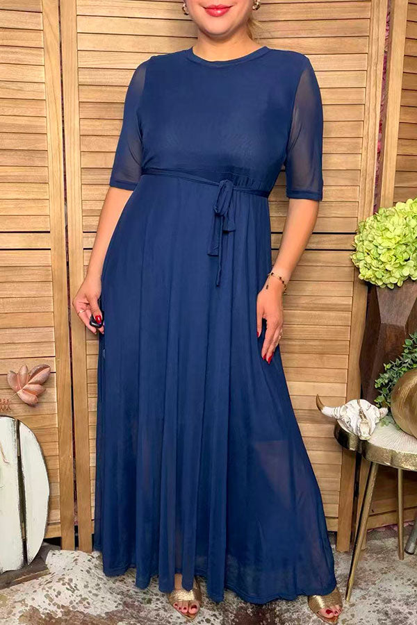 Western navy blue sheer maxi women boutique dress Southern Stitch XCH17472