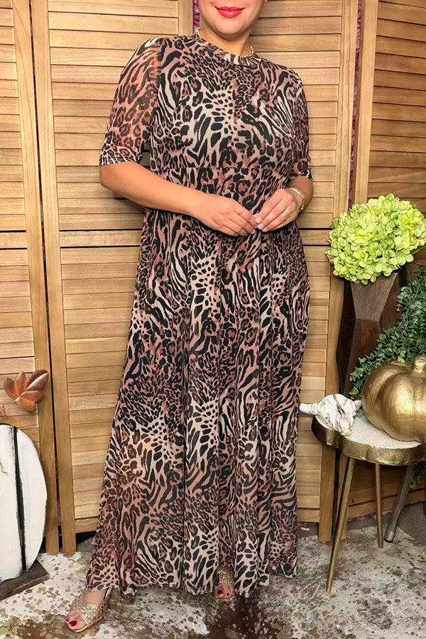 Western animal leopard & zebra sheer maxi women boutique dress Southern Stitch XCH17487