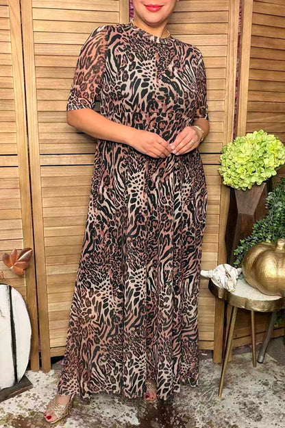 Western animal leopard & zebra sheer maxi women boutique dress Southern Stitch XCH17487