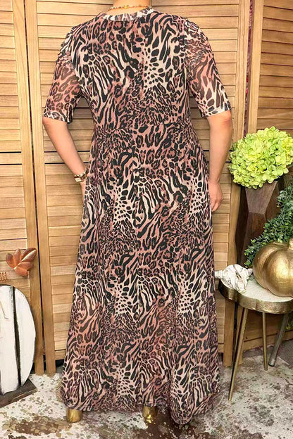 Western animal leopard & zebra sheer maxi women boutique dress Southern Stitch XCH17487