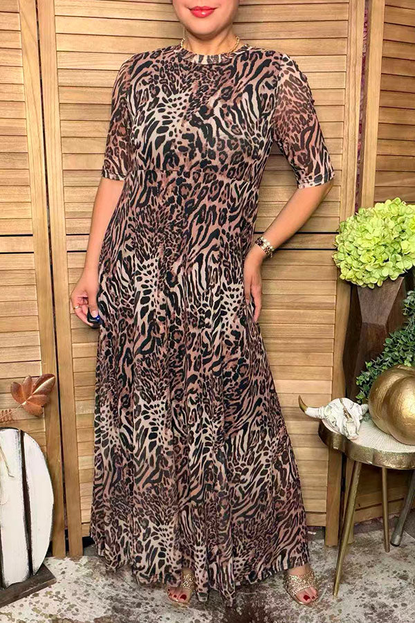 Western animal leopard & zebra sheer maxi women boutique dress Southern Stitch XCH17487