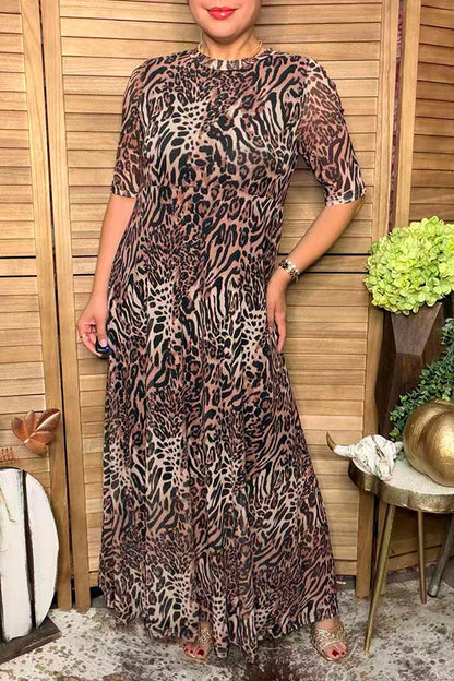 Western animal leopard & zebra sheer maxi women boutique dress Southern Stitch XCH17487