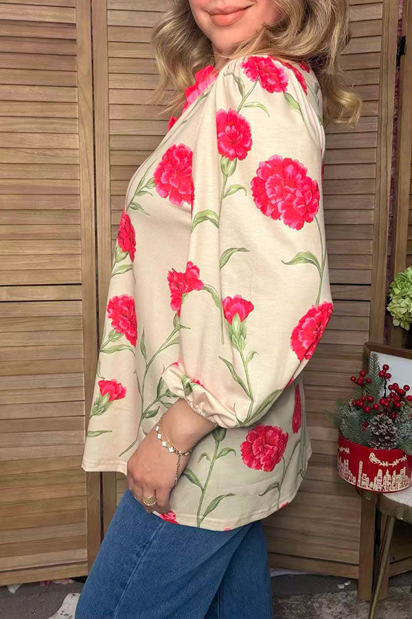 Trendy florals 3/4 sleeve women's boutique top Southern Stitch XCH17541