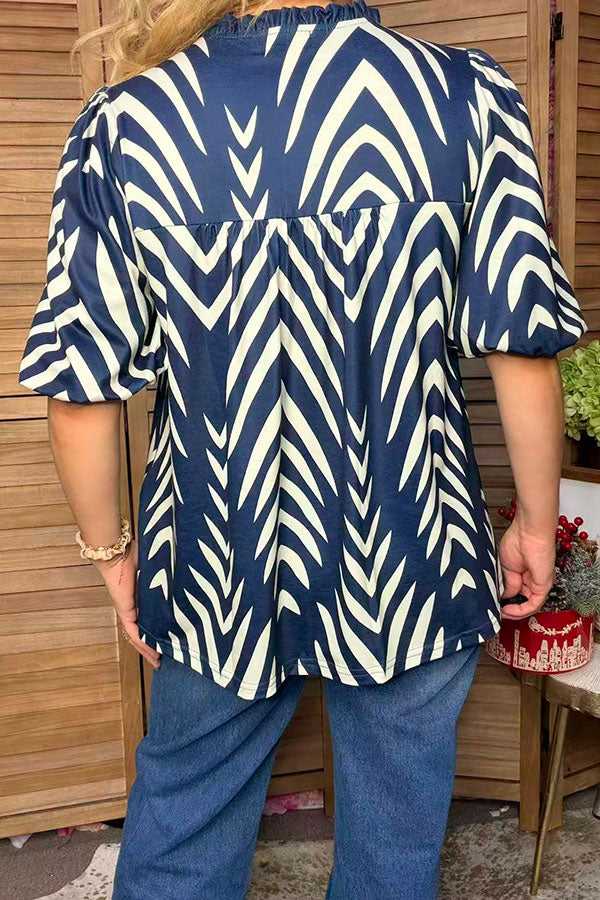 Southwestern chevron puff sleeve women's boutique blouse Southern Stitch XCH17557