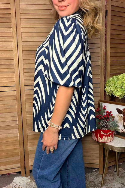 Southwestern chevron puff sleeve women's boutique blouse Southern Stitch XCH17557