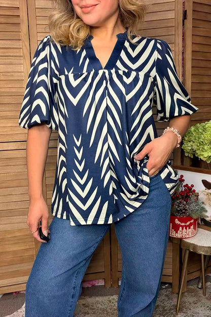 Southwestern chevron puff sleeve women's boutique blouse Southern Stitch XCH17557