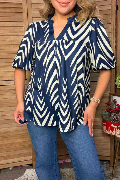 Southwestern chevron puff sleeve women's boutique blouse Southern Stitch XCH17557