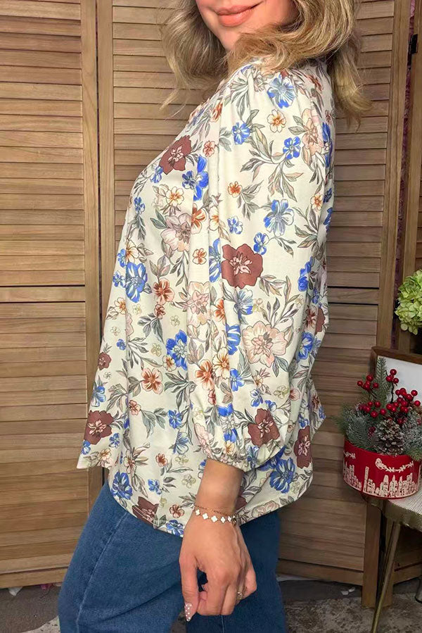 Trendy floral print & plaid ruffle women's boutique tops Southern Stitch XCH17652