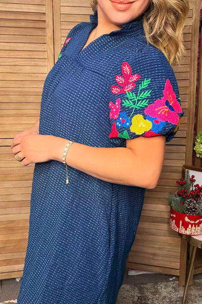Western Short Sleeve Embroidery Women's Boutique Dress Southern Stitch XCH17754