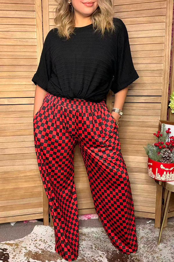 Western black & red checkered wide leg women's boutique pant Southern Stitch XCH17805