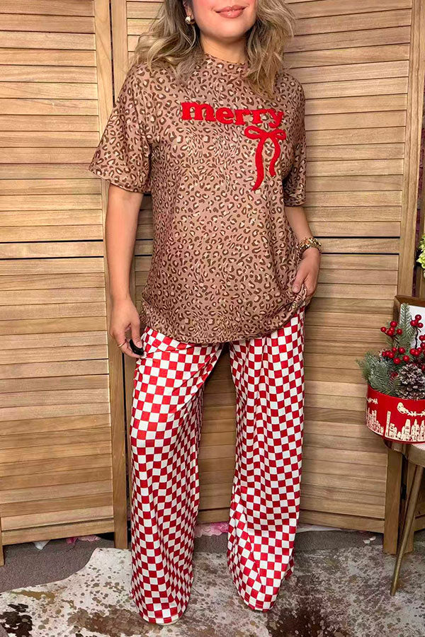Western red & white checkered wide leg women's boutique pant Southern Stitch XCH17806