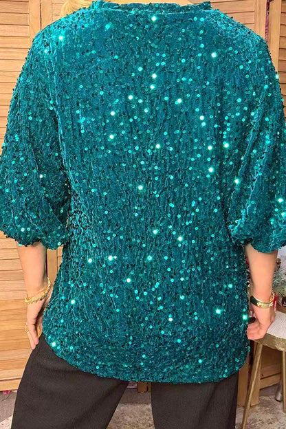 Western green sequin bell sleeve women's boutique top Southern Stitch YDG17723