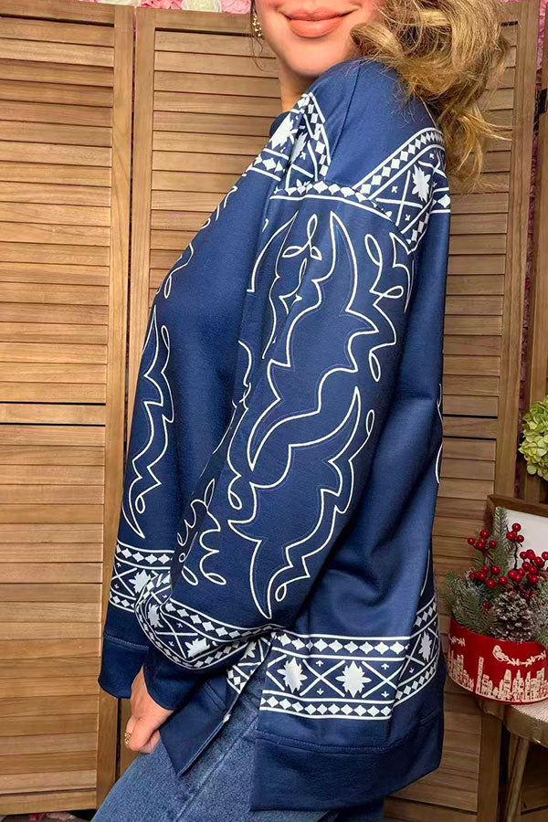 Western longhorn long sleeve women's boutique top Southern Stitch YDG17726