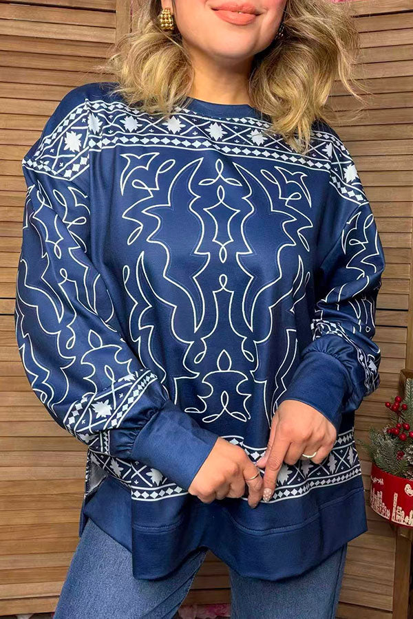 Western longhorn long sleeve women's boutique top Southern Stitch YDG17726
