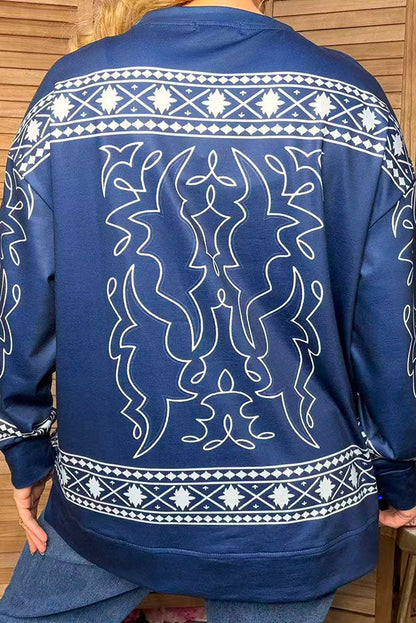 Western longhorn long sleeve women's boutique top Southern Stitch YDG17726
