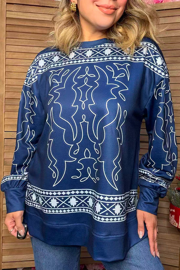 Western longhorn long sleeve women's boutique top Southern Stitch YDG17726